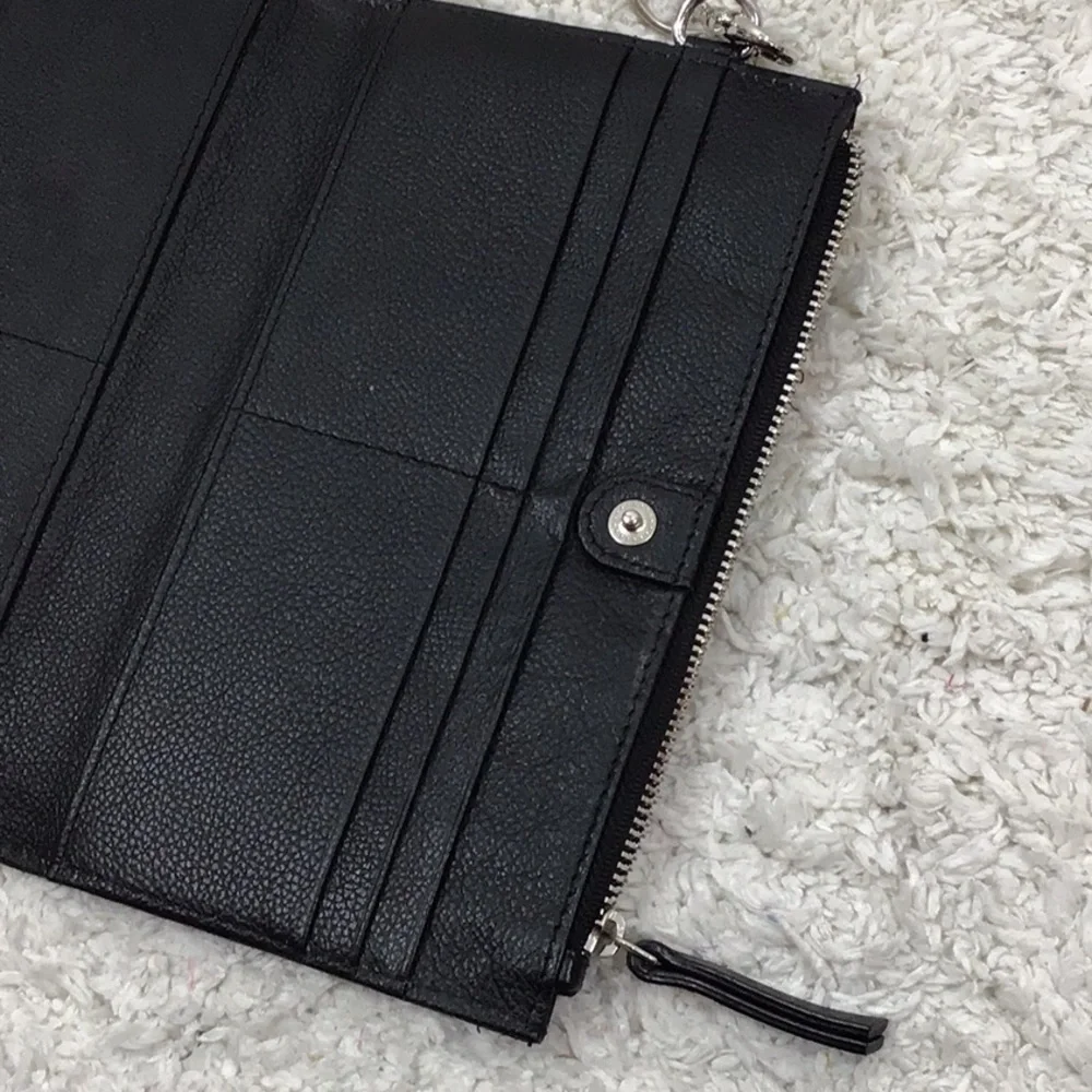 Rachel Roy black leather bifold wallet wristlet